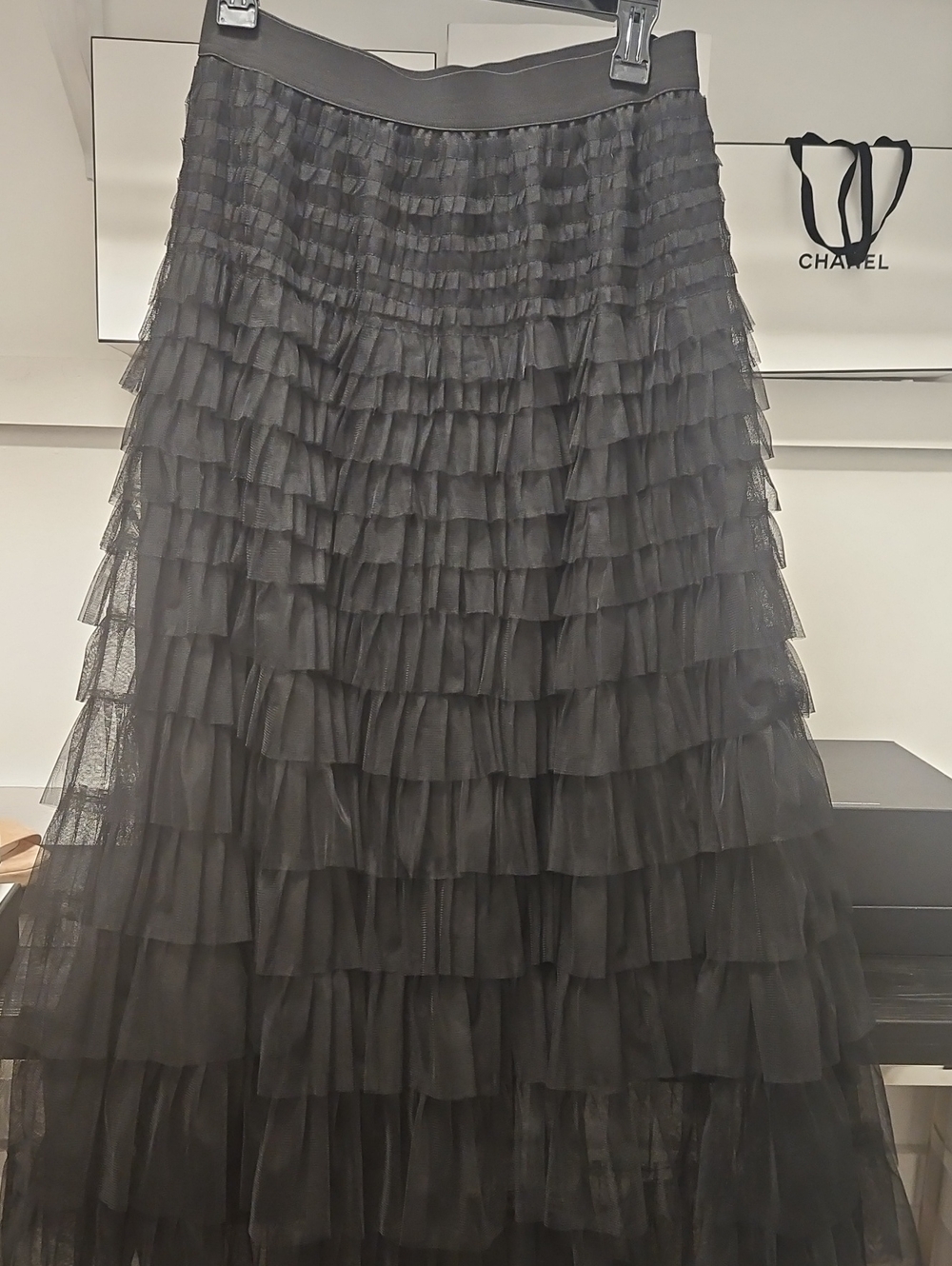Black Tiered Tulle Maxi Skirt